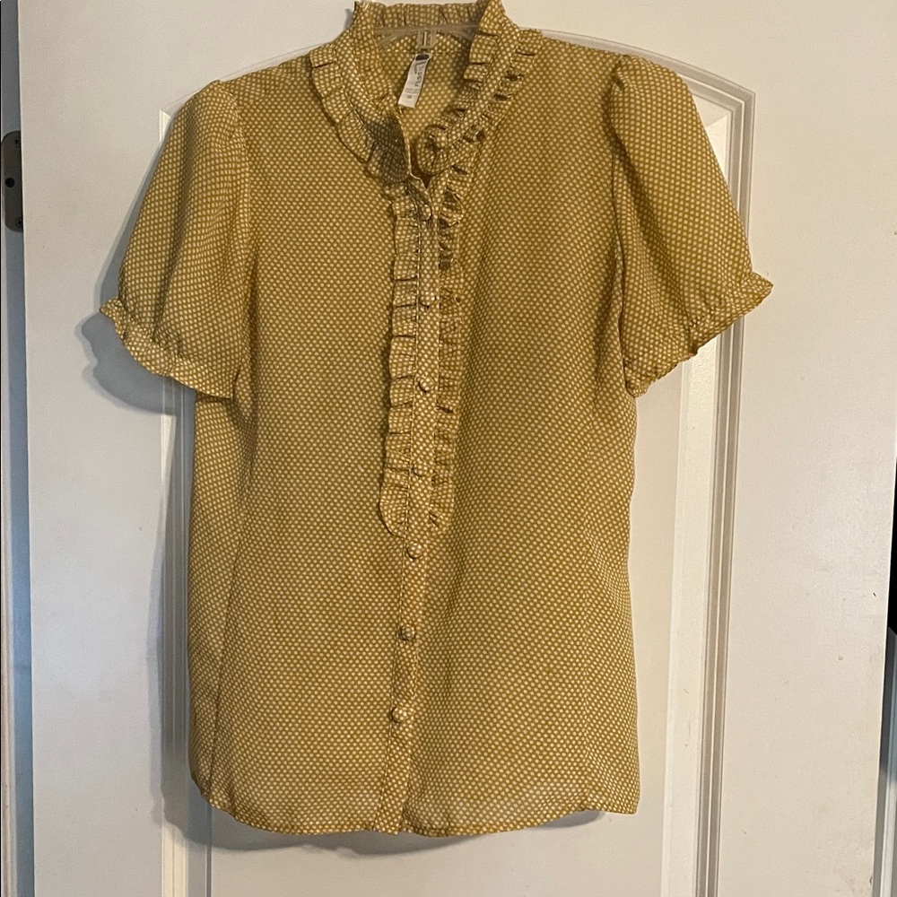 Fossil Mustard Ruffle Blouse